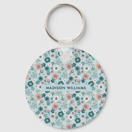 Monogramm-Blume Moderner Minimalistischer Schlüsse Schlüsselanhänger