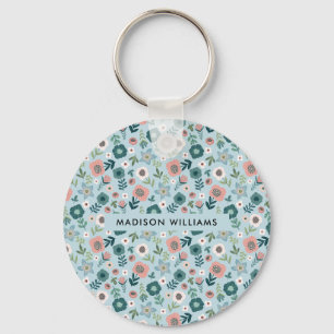 Monogramm-Blume Moderner Minimalistischer Schlüsse Schlüsselanhänger