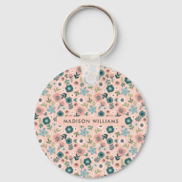 Monogramm-Blume Moderner Minimalistischer Schlüsse Schlüsselanhänger