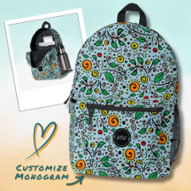 Monogramm Blume Muster Orange Swirren Berry auf Aq
