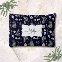 Monogramm Blume und Fern Blätter florale botanisch Zubehörtasche