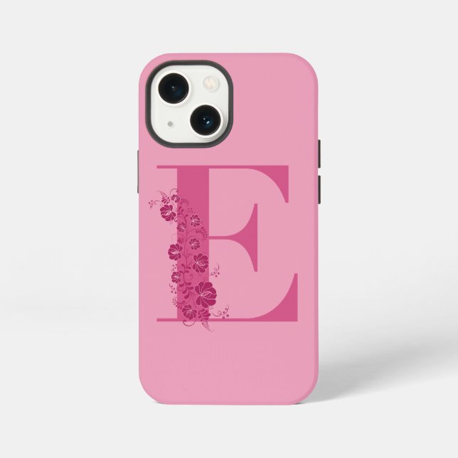 Monogramm-Blumen-Letter-E-iPhone-Hülle iPhone 13 Mini Hülle (Rückseite)