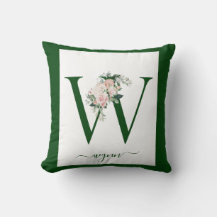 Monogramm Blumeninitiale W Kissen