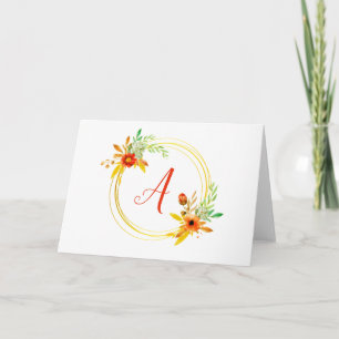 Monogramm-Blumenkranz Karte