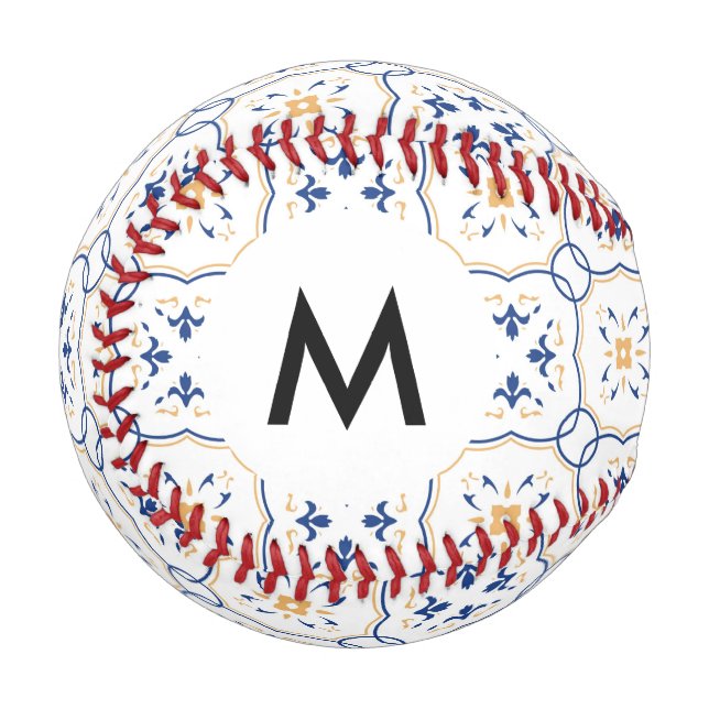 Monogramm Blumenmuster 5 Baseball (Vorderseite Links)