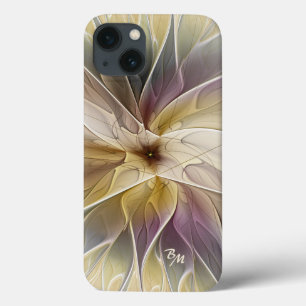 Monogramm-Blumenphantasie-Goldaubergine abstrakt Case-Mate iPhone Hülle