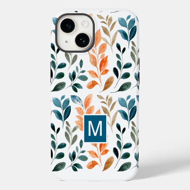 Monogramm Boho-Blume Case-Mate iPhone 14 Hülle (Rückseite)