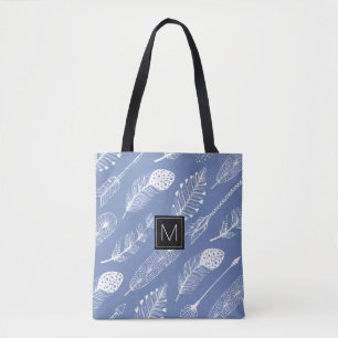 Monogramm Boho Feder und Pfeil-Muster Tasche