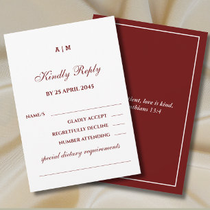 Monogramm Bordeaux Hochzeits-Antwortkarte RSVP Karte