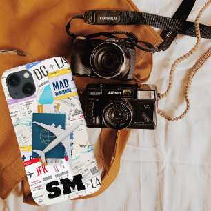 Monogramm Bordkarte, Flugticket Collage, Spaß Case-Mate iPhone Hülle
