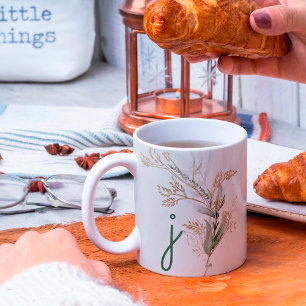 Monogramm Botanisches Eukalyptus Modern Premium Kaffeetasse