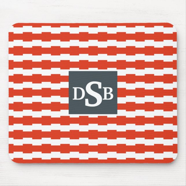 Monogramm Boxstripe Muster Mousepad (Vorne)
