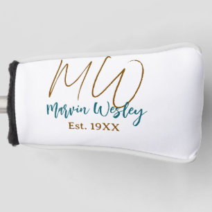 Monogramm braun blau türkis geschätztes Jahr simpl Golf Headcover