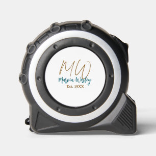 Monogramm braun blau türkis Gründungsjahr minimal Maßband