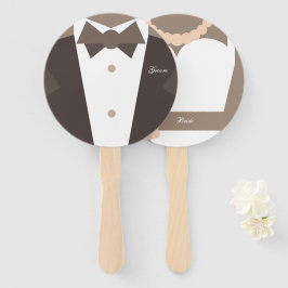 Monogramm. Braut Wedding Gown & Groom Tuxedo Fächer