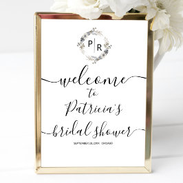 Monogramm Brautparty Begrüßungssignatur-Tafel Poster
