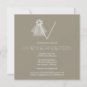 Monogramm-Brautparty der Bride Veil Daisy Blume Einladung