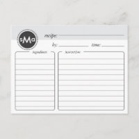 Monogramm-Brautparty-Rezeptkarte