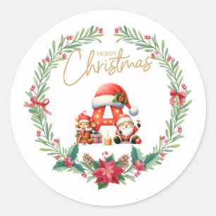 Monogramm Brief A, Weihnachtslied mit dem Weihnach Runder Aufkleber
