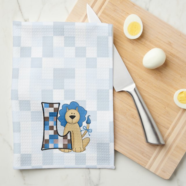 Monogramm-Brief für das blaue Patchwork von Kid Handtuch (Viertel Falte)