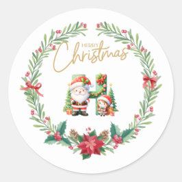 Monogramm Brief H, Weihnachtslied mit dem Weihnach Runder Aufkleber