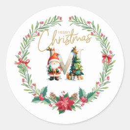Monogramm Brief M, Weihnachtslied mit dem Weihnach Runder Aufkleber