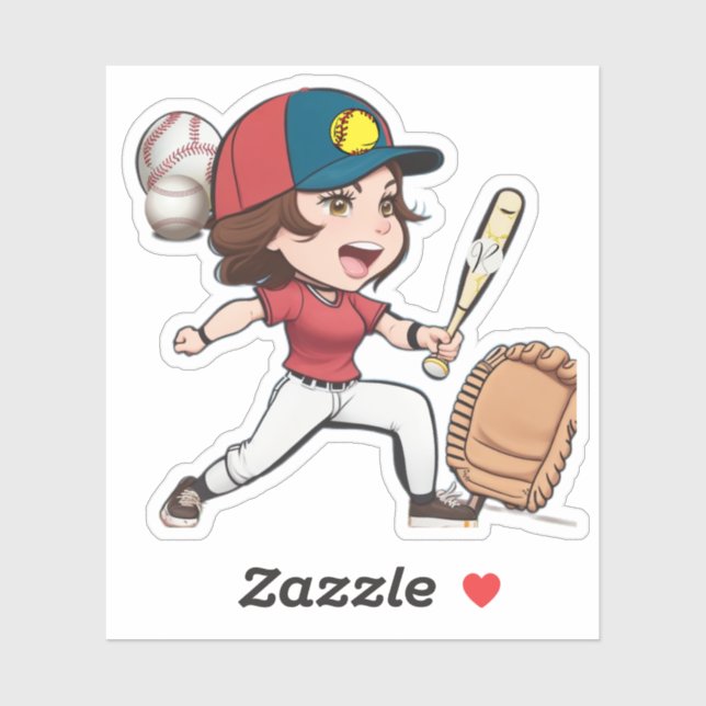 Monogramm-Brief-Mama von beiden Softball-Baseball Aufkleber (Blatt)