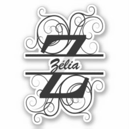 Monogramm-Brief mit Wirbel; Platz für Ihren Namen Aufkleber