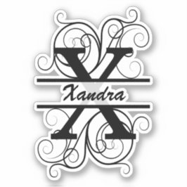 Monogramm-Brief mit Wirbel; Platz für Ihren Namen Aufkleber