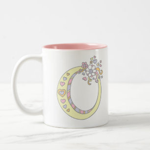 Monogramm Brief O Herz Blume Kunst Tasse