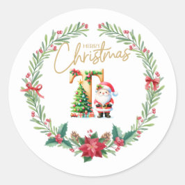 Monogramm Brief T, Weihnachtslied mit dem Weihnach Runder Aufkleber