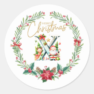 Monogramm-Brief X, Weihnachtslied mit dem Weihnach Runder Aufkleber