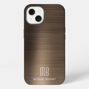 Monogramm Bronze Braun Gebürstetes Metall iPhone Hülle