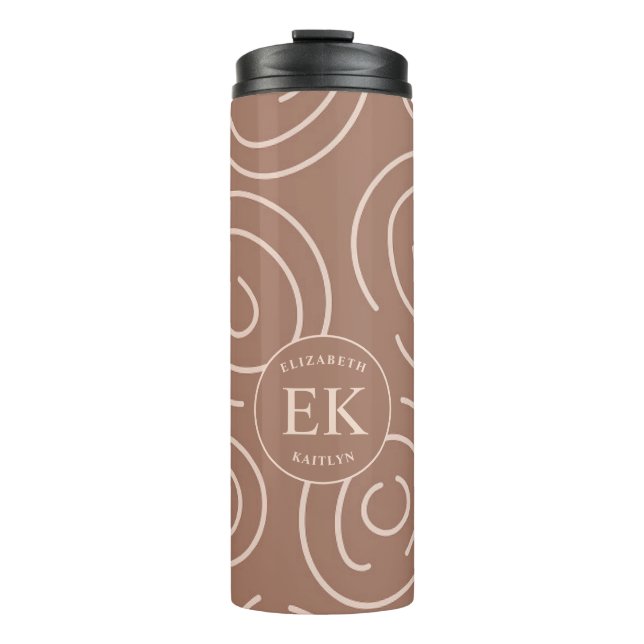 Monogramm Brown Abstrakt Thermosbecher (Vorderseite)