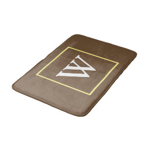 Monogramm Brown Yellow White Badematte