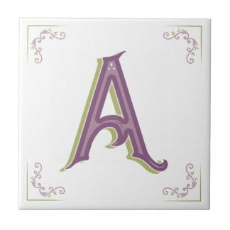 Monogramm-Buchstabe A, elegante Vintage Art Fliese