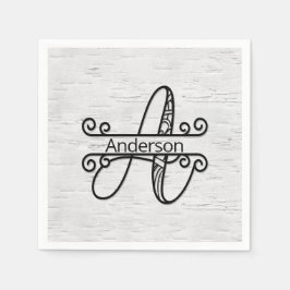 Monogramm Buchstabe A mit Familienname Serviette