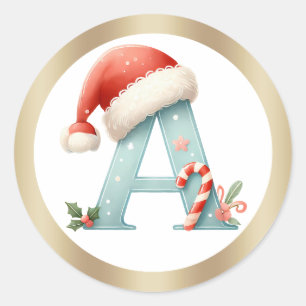 Monogramm Buchstabe A, Weihnachtsaufkleber der Wei Runder Aufkleber