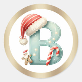 Monogramm Buchstabe B, Weihnachtsaufkleber der Wei Runder Aufkleber