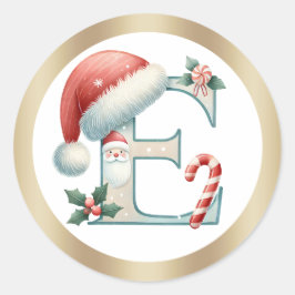 Monogramm Buchstabe E, Weihnachtsaufkleber der Wei Runder Aufkleber
