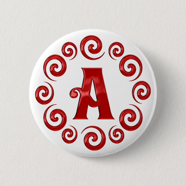 Monogramm-Buchstabe ein Rot Button (Vorderseite)