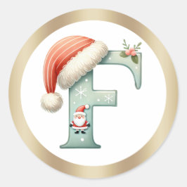 Monogramm Buchstabe F, Weihnachtsaufkleber der Wei Runder Aufkleber