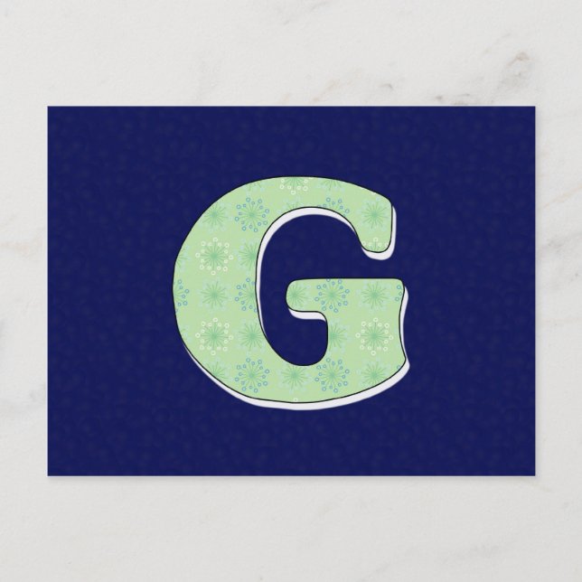Monogramm Buchstabe G Postkarte (Vorderseite)