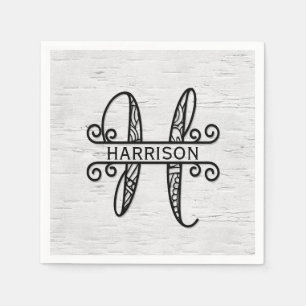 Monogramm Buchstabe H mit Familienname Serviette