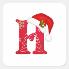 Monogramm Buchstabe H, Weihnachtsaufkleber der Wei Quadratischer Aufkleber