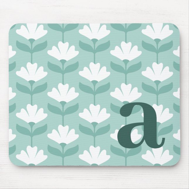 Monogramm Buchstabe Initial Türkis Blau Vintage Bl Mousepad (Vorne)