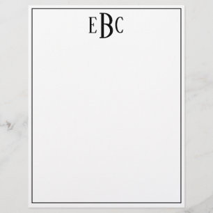 Monogramm-Buchstabe-klassisches Schwarzweiss Briefbogen