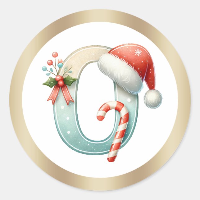 Monogramm Buchstabe O, Weihnachtsaufkleber der Wei Runder Aufkleber (Vorderseite)