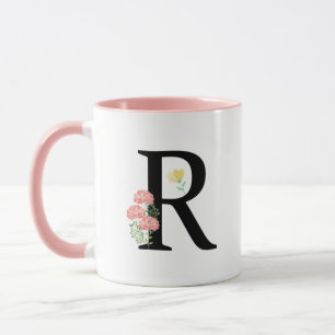 Monogramm Buchstabe R Aquarell Blumen modern chic Tasse