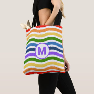 Monogramm-Buchstabe Sommer Strand Spaß Regenbogen  Tasche